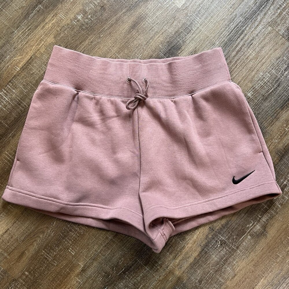 Nike Fleece Loose Shorts Sz Small Womens Mauve Sportswear Phoenix High Waisted